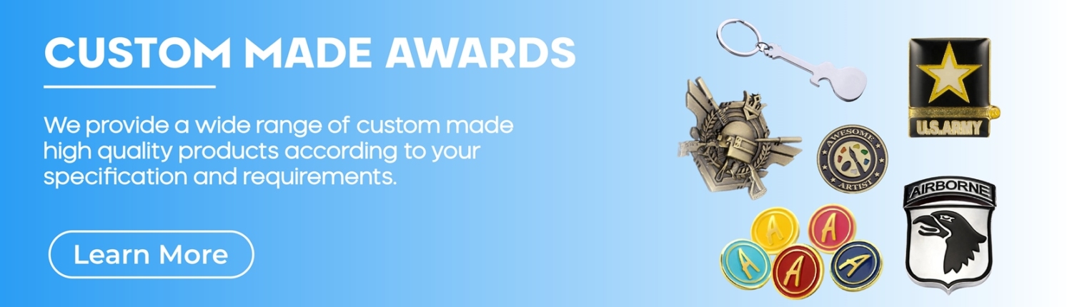 Custom Awards including medals, pins, keychains, coins, and more